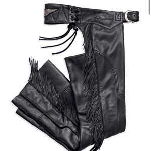 NWT Ladies Harley Davidson Boone Fringe Leather Chaps